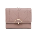 Women's tri-fold wallet in elegant mauve purple leather with gold floral metal clasp - Dusty Pink