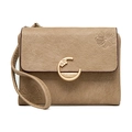 Khaki frosted leather wallet for women featuring flower embossing and a golden clasp - Apricot