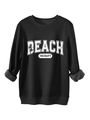 Detail of the soft fleece lining inside the cuff of this black Beach Therapy sweatshirt - Black