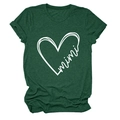 Detail of dark green marl t-shirt featuring white heart and mimi text print - S / Vintage Green