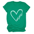 Detailed view of the vibrant green cotton t-shirt featuring mimi heart graphic print - S / Dark Green
