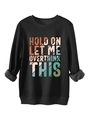 Detail of sweatshirt cuffs showing thick fleece lining and printed slogans text art - Black