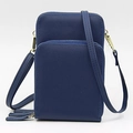 Dark blue PU leather multi-layer crossbody phone bag with three zippers and gold hardware - Dark Blue