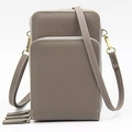 Borsa porta cellulare in finta pelle martellata talpa con nappine sulla zip - Grigio