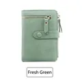 Short mint green bifold wallet for women with zipper coin pocket and matte finish - Fresh Green