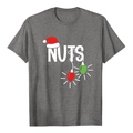 Close-up of NUTS logo with Christmas hat and festive lights on grey t-shirt - S / Dark Gray