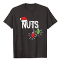 Detail of Christmas Nuts print on charcoal grey cotton t-shirt with festive lights - S / Marl Grey