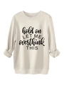 Détails des poignets côtelés et slogan imprimé sur le sweat-shirt couleur crème - S / Sable