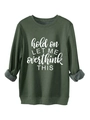 Détail du sweat-shirt vert foncé avec intérieur en polaire et poignet retroussé - S / Vert Militaire