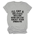 Detail of grey heather t-shirt featuring bold black slogan print on white background - S / Light Grey (Black Text)