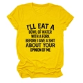 Detail of soft cotton yellow t-shirt showing black bold printed street graffiti slogan - S / Yellow (Black Text)