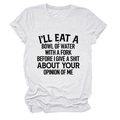 Detail of white cotton crewneck t-shirt featuring bold black slogan print - S / Sand (Black Text)