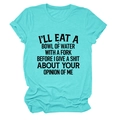 Flat lay of a teal cotton t-shirt featuring a bold black graphic slogan on the front - S / Deep Water Blue (Black Text)