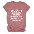 Close-up of pink crew neck T-shirt featuring white slogan print and soft cotton texture - S / Rose Gold (White Text)