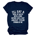 Detail of navy cotton T-shirt featuring white slogan print and ribbed crew neckline - S / Navy Blue (White Text)