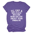 Detailed flat lay of purple crewneck t-shirt with white quote print on textured fabric - S / Purple (White Text)