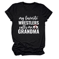 Détail du slogan My Favorite Wrestlers Calls Me Grandma sur t-shirt noir en coton - S / Noir