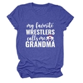 T-shirt bleu chiné à plat avec inscription my favorite wrestlers calls me grandma - S / Bleu Vintage