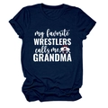 T-shirt bleu marine à col rond avec l'imprimé my favorite wrestlers call me grandma - S / Bleu Marine