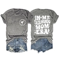 Flat lay of gray Taekwondo Mom Era cotton t-shirt with front and back graphic prints - S / Dark Gray (White Font)