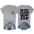 Front and back detail of grey Taekwondo T-shirt with 'IN MY TAEKWONDO MOM ERA' print - Light Grey (Black Font)
