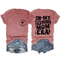 Front and back view of Taekwondo Mom Era t-shirt with blue ripped denim shorts - Rose Gold (Black Font)