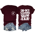 Detail of In My Taekwondo Mom Era graphic print on burgundy cotton crewneck t-shirt - Wine Red (White Font)