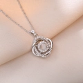 Rotating four-leaf clover pendant necklace in titanium steel with opal and zircon inlay - Silver Rotating Opal Effect Style (X0480)