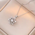 Elegante collana a fiore rotante con ciondolo a stella d'argento e perla su catena in O - Stile Stella Ottagonale Rotante / Argento