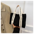 Bolso tote minimalista de lona negra con asas GENTLEWOMAN y gran capacidad - Negro