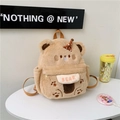Süßer brauner Teddybär-Rucksack aus Plüsch mit weicher Textur und Trägern - Khaki