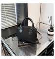 Matte black underarm bag with Boston style design and silver hardware for women - Black