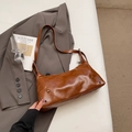 Brown vintage PU leather underarm bag with metal studs and adjustable shoulder strap - Brown