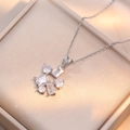 Elegant silver necklace with geometric zircon cluster pendant in a velvet jewelry box - Zirconia Necklace (X0753)