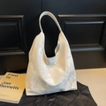 White marble texture hobo bag with large capacity and minimalist single shoulder strap - Marble Pattern Style / Off White