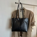 Sac fourre-tout noir vintage en similicuir à grande capacité pour le bureau et les cours - Sans Pendentif / Noir