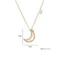 Golden crescent moon pendant necklace with white crystals, size 20x15mm, length 45cm - Gold Hollow Moon Style (X0824)