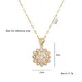 Gouden bloem hanger ketting met heldere zirkonia steentjes op een 40+5cm ketting - Zonnebloem Stijl (X0993) / Goud
