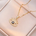 Elegante goldene Kronenhalskette mit Evil Eye Anhänger und Zirkoniasteinen in einer Box - Böser Blick Krone (X0995) / Gold