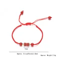 Hand-woven red rope bracelet with natural red agate beads and adjustable clasp - Red Hand Rope (TS0272)