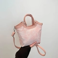 Rosafarbene Jacquard-Tragetasche mit schickem Muster und abnehmbarem Schultergurt - Rosa
