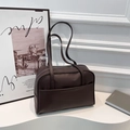 Japanese style large capacity PU leather shoulder bag in dark brown coffee color - Brown