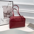 Minimalist bordeaux red tote bag in matte synthetic leather for daily work commute - Red