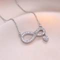 Infinity heart pendant necklace in titanium steel with white zircon pavé and silver finish - Silver (345)