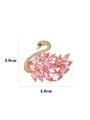 Detaillierte Schwan-Brosche Maße mit rosa und klaren Edelsteinen auf Goldbasis - Xx0158 Rosa Gänsebrosche