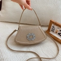 Sac à bandoulière minimaliste or champagne avec boucle en strass et poignée haut - Or