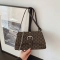 Piccola borsa quadrata retrò marrone scuro con monogramma M e catena argentata - Marrone