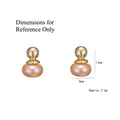 Eleganti orecchini a perno con perla dorata e perla d'acqua dolce rosa, 12x8 mm - Perno in Argento S925/Rame Placcato Oro/Perla d'Acqua Dolce / Stile Perla d'Acqua Dolce Sfera Dorata (E0764)