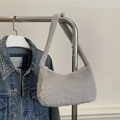 Chic light gray faux fur shoulder bag with soft plush texture for winter fashion - Gray