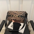 Chic leopard print underarm bag with gold horsebit buckle and black leather trim - Leopard Print Black